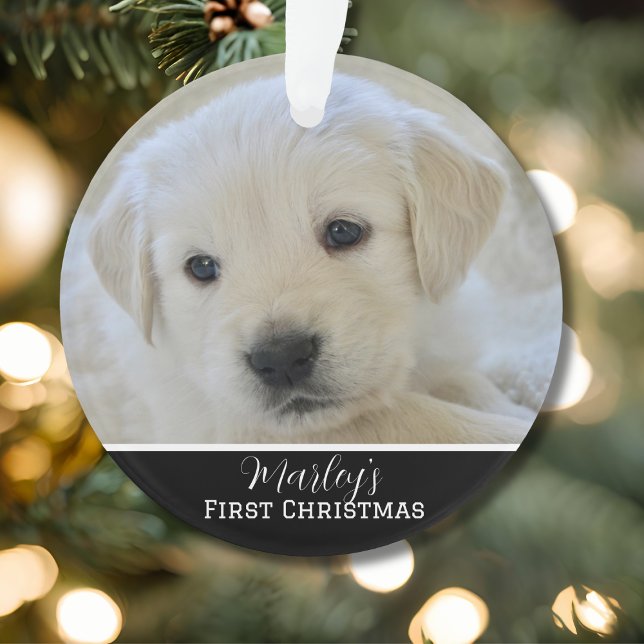 Elegant Scripted Pet's First Christmas Ornament (Creator Uploaded)