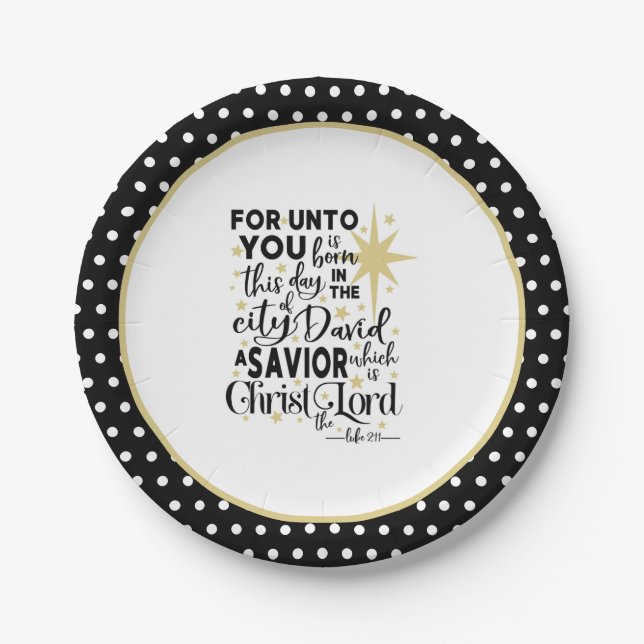 Elegant Scripture Christmas Birth of Christ Paper Plate (Front)