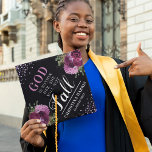 Elegant Scripture Purple Floral Graduate Graduation Cap Topper<br><div class="desc">A beauitful stylish graduation cap topper featuring the scripture 'GOD is within her,  she will not fall' a display of deep purples and pretty liliac floralswith eucalyptus greenery,  confetti,  the graduates name and class of year.</div>