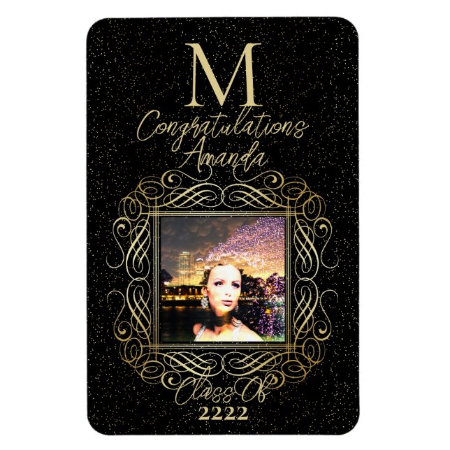 Elegant Scroll + Gold Dots Congratulation Class of Magnet (Vertical)