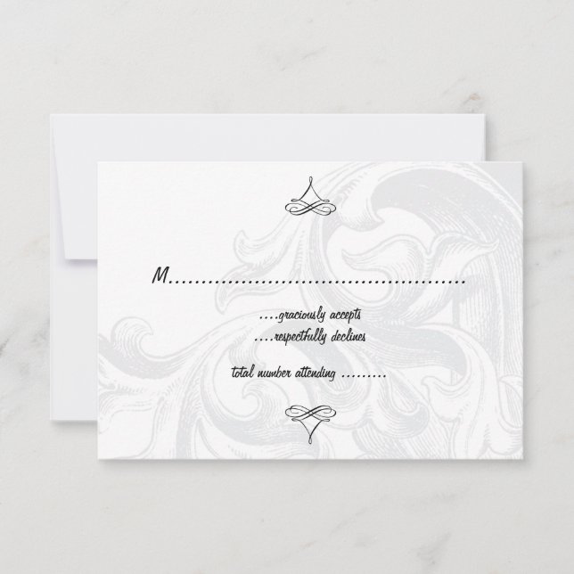 Elegant Scroll Wedding RSVP Cards (Front)