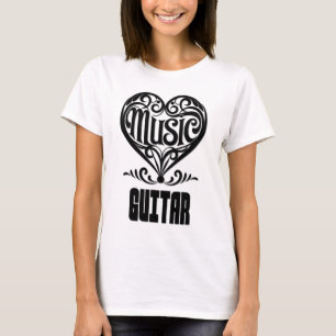 Elegant Scrolled Heart for Guitar Lovers T-Shirt