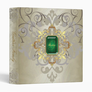 Elegant Scrolled Jewel Monogram Family Album Binder