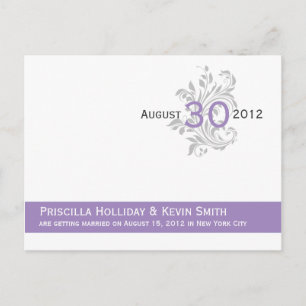 Elegant Scrolls Lavender Purple Grey Customized Sa Announcement Postcard
