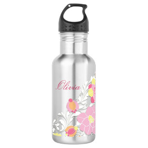 Elegant Sculpted Pastel Floral Personalized 532 Ml Water Bottle