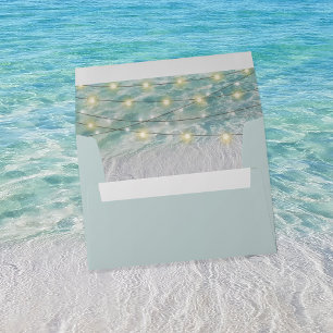 Elegant Sea Glass Beach String Lights Wedding Envelope