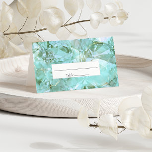 Elegant Sea Glass Crystal Gemstone Wedding Place Card