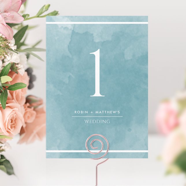 Elegant  Sea Glass Watercolor Table Number (Creator Uploaded)