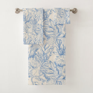 Elegant sea-green canvas bath towel set