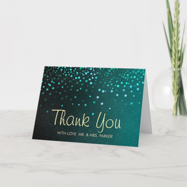 Elegant Sea Green Clouds Thank You Card (Front)