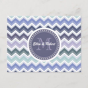 Elegant Sea Greens and Blues Chevron ZigZag Waves Postcard