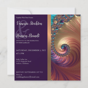 Elegant Sea Shell Fractal Wedding Invitation
