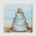 Elegant Sea Shell Wedding cake Magnet<br><div class="desc">Seashell wedding cake design - seashell cake on a sandy beach with watercolour ocean in the background. Perfect for beach or tropical island destination weddings ... favours, gifts and more. Seashell wedding cake designed by <_http3a_ _www.confectionarydesigns.com22_="">Confectionary Designs serving the greater NY/NJ area. Showcase your invitations in style! We love custom...</div>