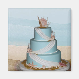 Elegant Sea Shell Wedding cake Magnet