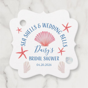 Elegant Sea shells & wedding bells Bridal shower Favour Tags
