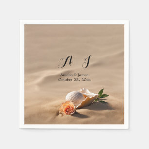 Elegant Sea Waves Sand Beach Wedding Napkin