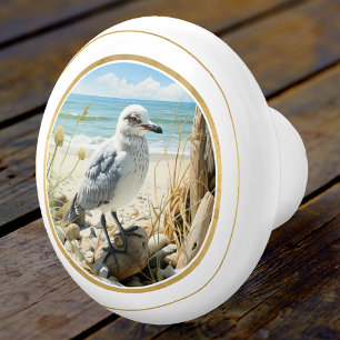 Elegant Seagull Beach Coastal  Ceramic Knob