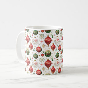 "Elegant Seamless Christmas Ornament Pattern Coffee Mug