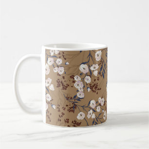 Elegant seamless graphic pattern with rose branche coffee mug