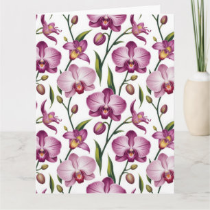 Elegant Seamless Pattern of Purple and Pink Orchid Card