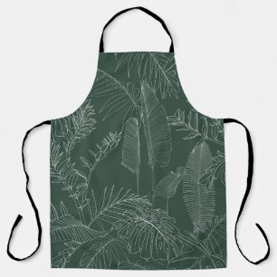 Elegant seamless pattern with green hand drawn lin apron