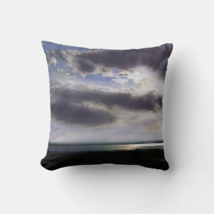 Elegant seascape sunrise sunset lakefront ocean  throw pillow