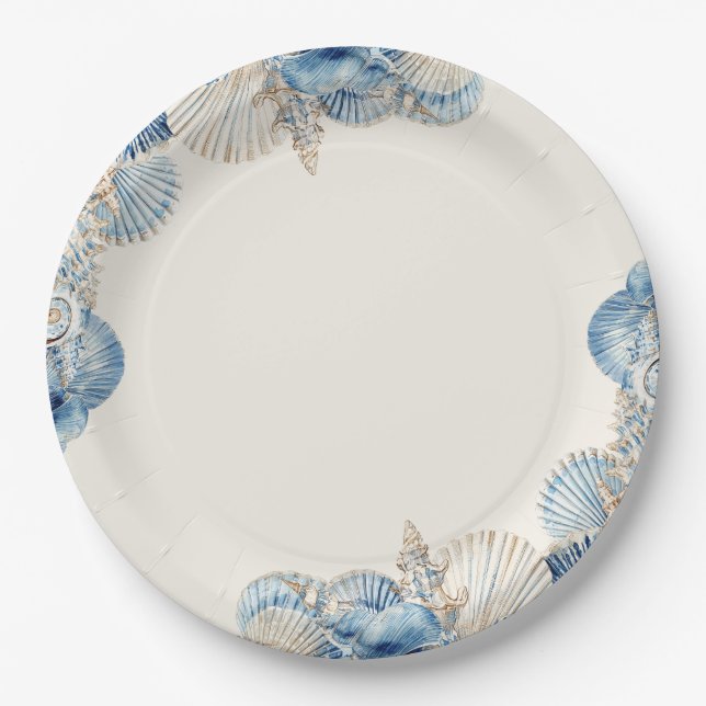 Elegant Seashell Border  Paper Plate (Front)