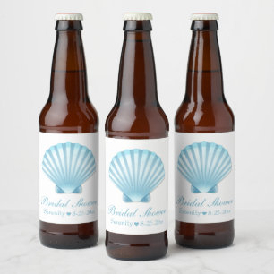 Elegant Seashell Bridal Shower Nautical Beach Beer Bottle Label