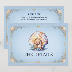 Elegant seashell wedding nautical theme enclosure invitation