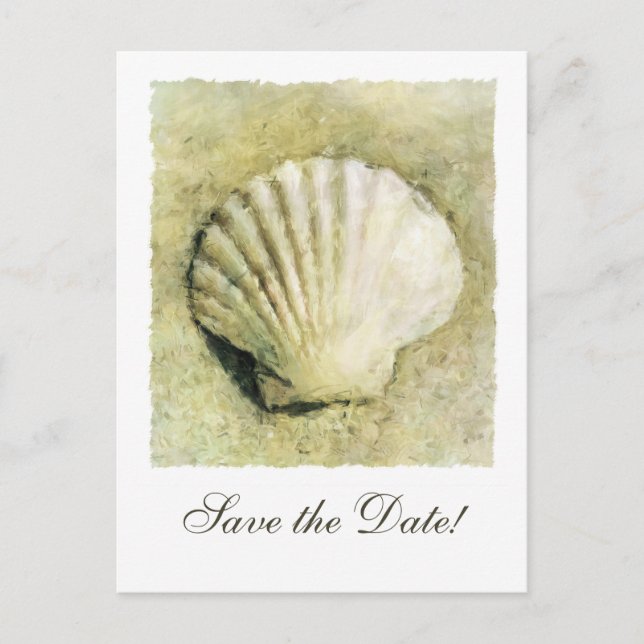 Elegant Seashell Wedding Save the Date Postcard (Front)