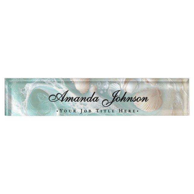 Elegant Seashells Beach Script Nameplate (Front)