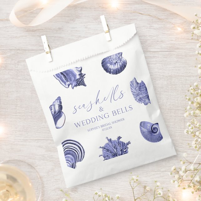 Elegant Seashells & Wedding Bells Bridal Shower  Favour Bag (Clipped)