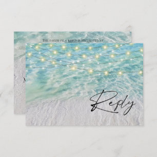 Elegant Seaside String Lights Beach Website RSVP Card