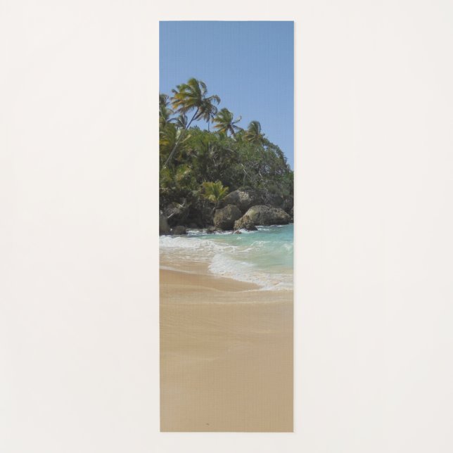 Elegant Seaside Waves Sand Palms Sky Template Yoga Mat (Front)