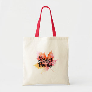 Elegant Season of Thanks on colourful Leaf Fall Tote Bag