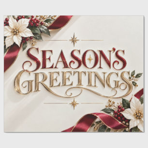 Elegant Season's Greetings Burgundy Christmas Wrapping Paper