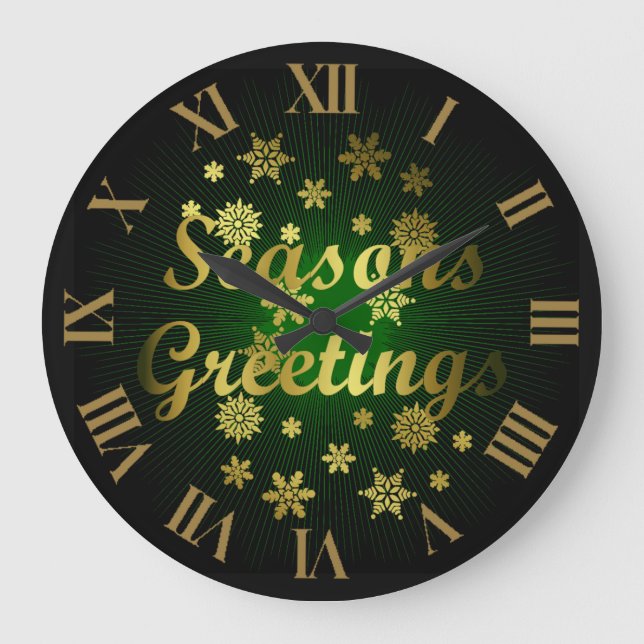 Elegant Seasons Greetings Christmas Clock (Front)
