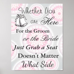 Elegant Seating Poster  Wedding  Silver and Pink