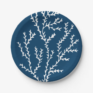 Elegant Seaweed Pattern - Ocean Themed - Teal Blue Paper Plate