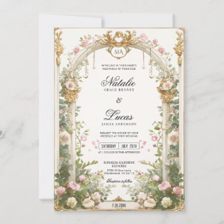 Elegant Secret Garden Floral Arch Wedding  Invitation