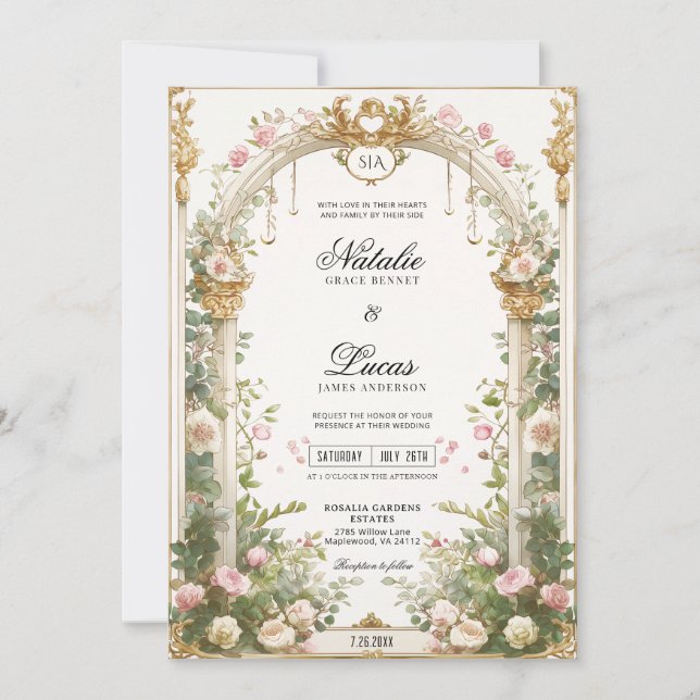 Elegant Secret Garden Floral Arch Wedding  Invitation (Front)