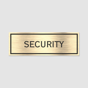 Elegant Security Black And Gold Name Tag