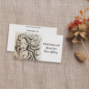 Elegant Sepia Chic Wavy Hairstyle Hair Extensions Business Card