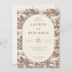 Elegant Sepia Pastoral Illustrations Invitation