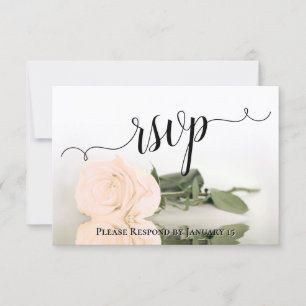 Elegant Sepia Peach Rose Reflections Wedding RSVP Card