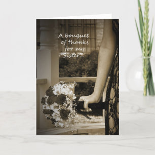 Elegant Sepia Sister Matron of Honour Thanks Thank You Card