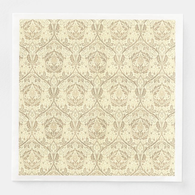 Elegant Sepia Tan Floral Pattern Napkin (Front)