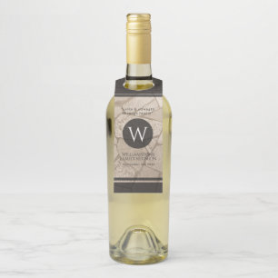 Elegant Sepia Toned Cracked Stones Bottle Tag