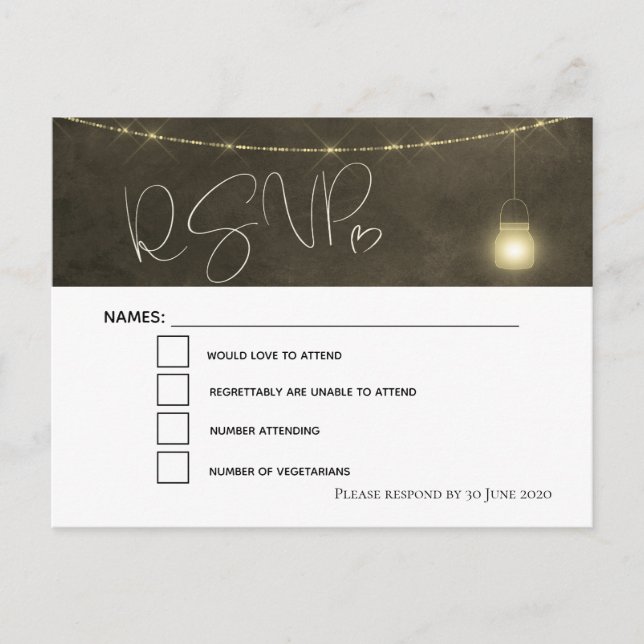 Elegant Sepia tones Mason Jar RSVP Announcement Postcard (Front)