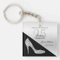 Elegant Sequin Stiletto, Silver & Black Birthday